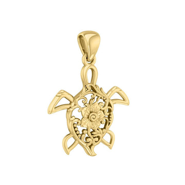 Sea Turtle Filigree Pendant in 14k Gold GPD5138 - Jewelry